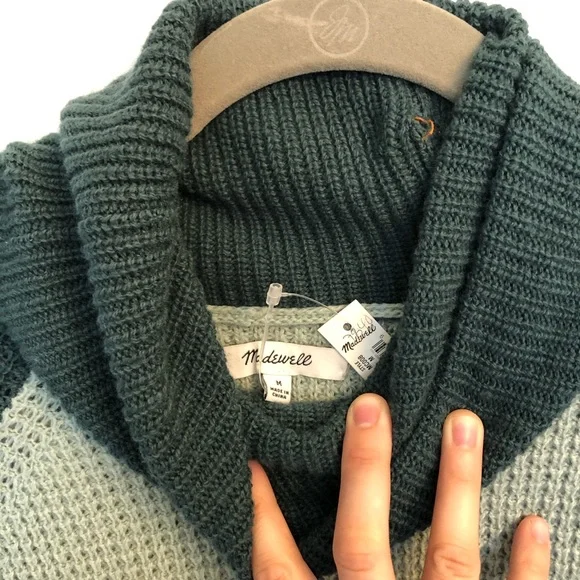 NWT Madewell Colorblock Eastbrook Turtleneck, Wool - Picture 5 of 11